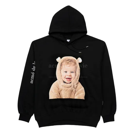 Áo Hoodie Baby Face Bear Doll Đen