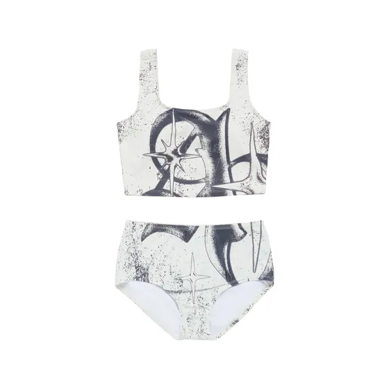 Bộ bơi Symbol Full Printing High Waist Bikini Kem