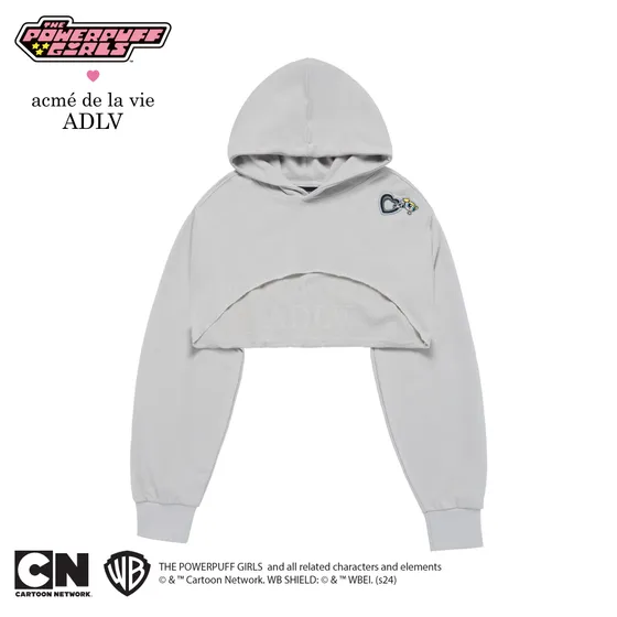 [The Powerpuff Girls X Acmedelavie] Áo Hoodie Heart Cut-Out Xám