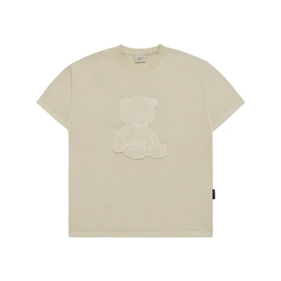Áo Thun Bear Applique Pigment Washing Be