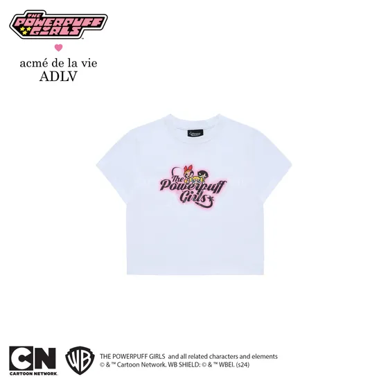 [The Powerpuff Girls X Acmedelavie] Áo Thun Crop ADLV Gradient Curly Logo Trắng