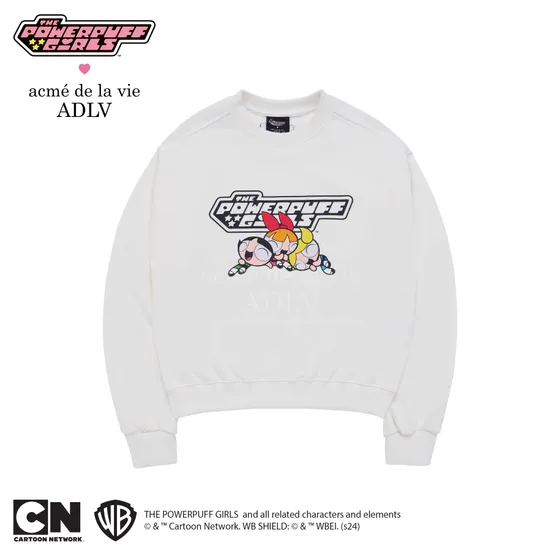 [The Powerpuff Girls X Acmedelavie] Áo Nỉ Logo Crop Kem