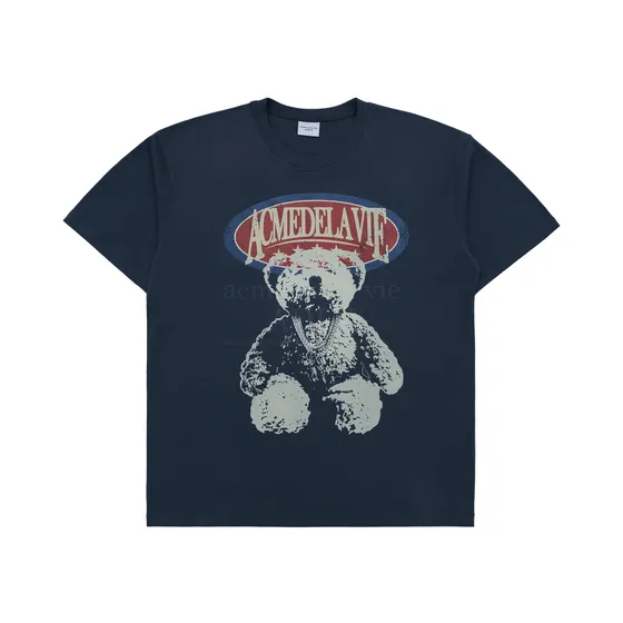 Áo Thun Vintage Overlab Bear Xanh Navy