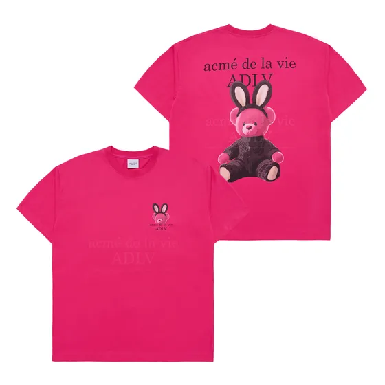 Áo Thun ADLV Rabbit Bear Doll Logo Hồng