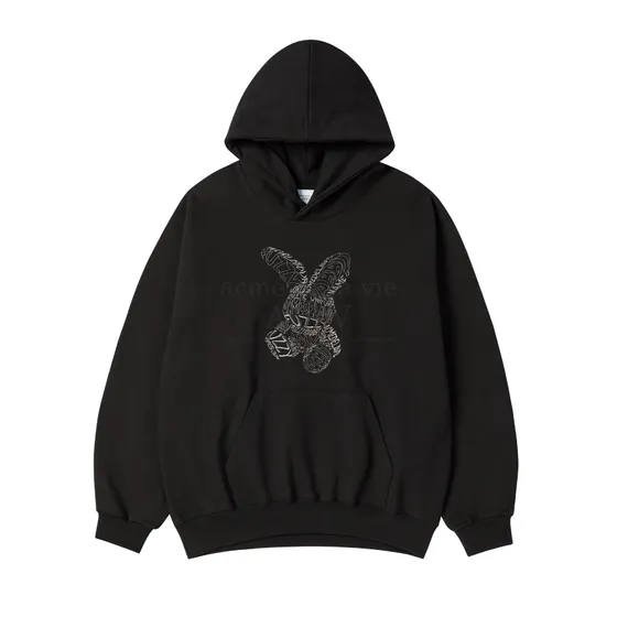 Áo Hoodie Lettering Rabbit Đen