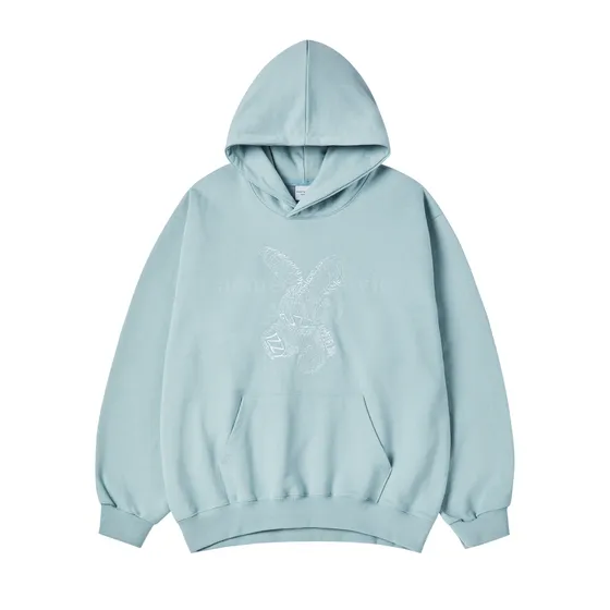 Áo Hoodie Lettering Rabbit Xanh Mint