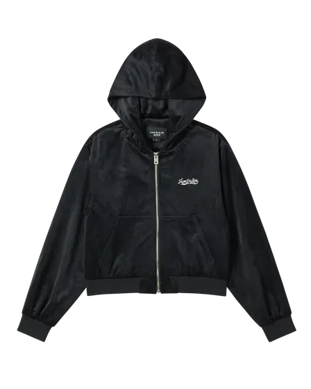 &Aacute;o Hoodie k&eacute;o kh&oacute;a nữ Velvet Đen