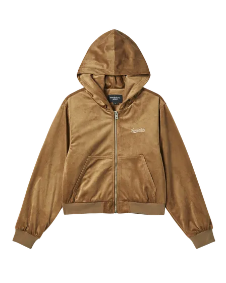 &Aacute;o Hoodie k&eacute;o kh&oacute;a nữ Velvet N&acirc;u