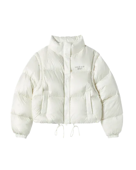 &Aacute;o Kho&aacute;c nữ Detachable Crop Duck Down Trắng ng&agrave;