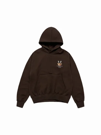 &Aacute;o Hoodie RABBIT BEAR DOLL LOGO N&acirc;u đậm