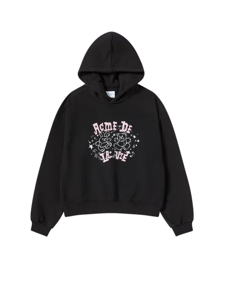 Áo Hoodie nữ crop Hand Sketch Đen