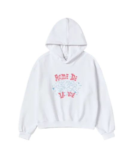 &Aacute;o Hoodie nữ crop Hand Sketch Trắng
