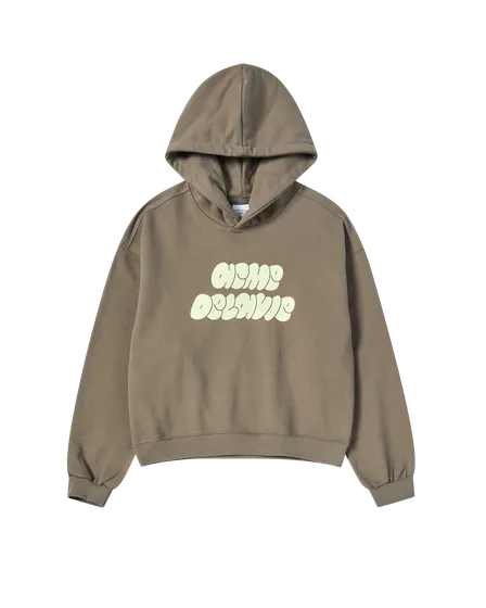 &Aacute;o Hoodie nữ crop Cloud Font Ca cao