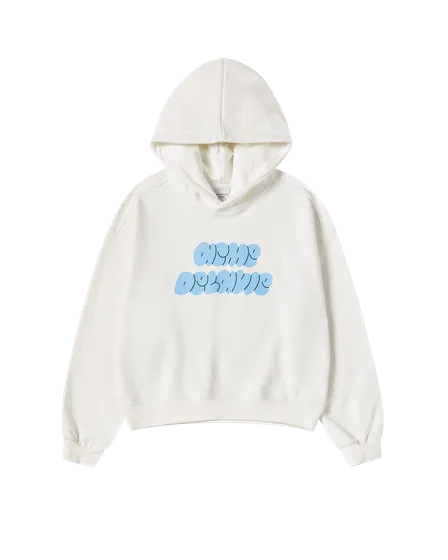 &Aacute;o Hoodie nữ crop Cloud Font Kem