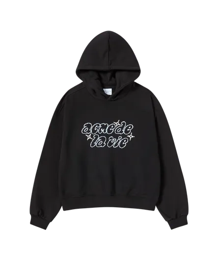 &Aacute;o Hoodie nữ crop Twinkle Đen
