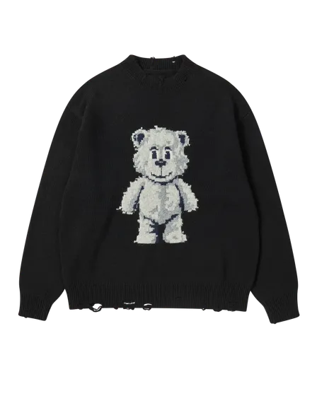 &Aacute;o Len Distressed Bear Đen