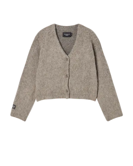 &Aacute;o Cardigan nữ V Neck Solid Ca cao