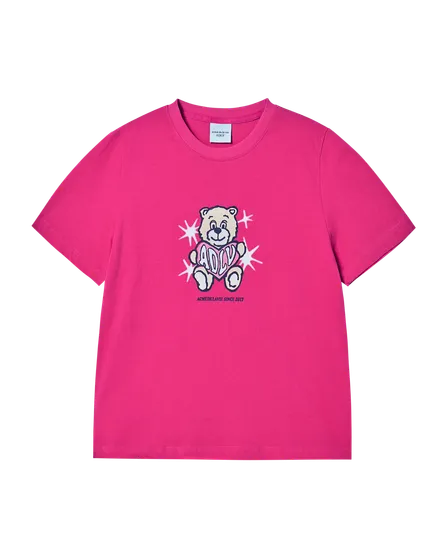 &Aacute;o Thun nữ AC Bear Heart Hồng