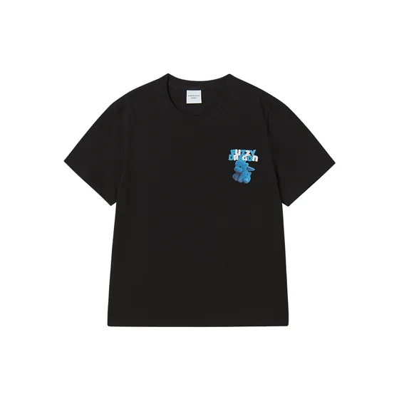 &Aacute;o thun nữ Fuzzy Font Dragon Đen