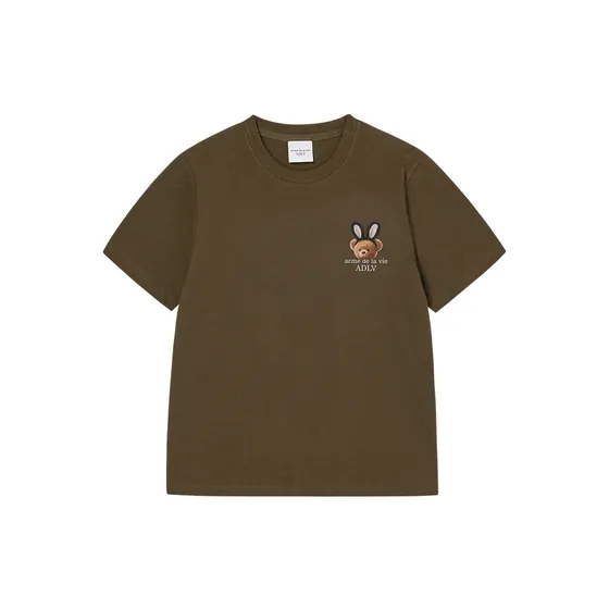 &Aacute;o thun nữ Rabbit Bear Doll Logo Ca cao