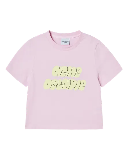 Áo Thun nữ crop Cloud Font Hồng nhạt