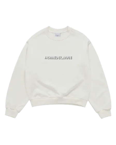 &Aacute;o Nỉ nữ crop Round Font Lettering Kem