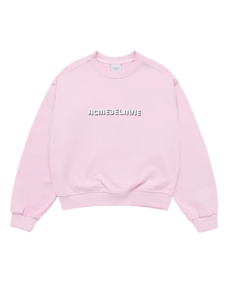 Áo Nỉ nữ crop Round Font Lettering Hồng