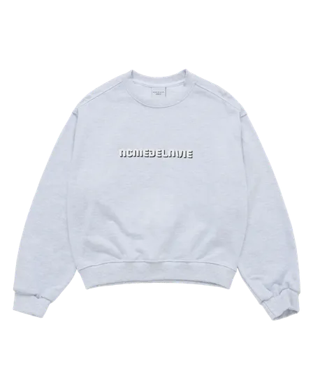 Áo Nỉ nữ crop Round Font Lettering Muối tiêu
