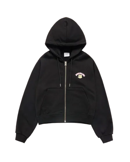 &Aacute;o Hoodie nữ crop k&eacute;o kh&oacute;a Mini AC Bear Đen