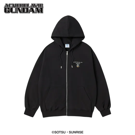 &Aacute;o Hoodie k&eacute;o kh&oacute;a MOBILE SUIT GUNDAM Basic Logo Đen