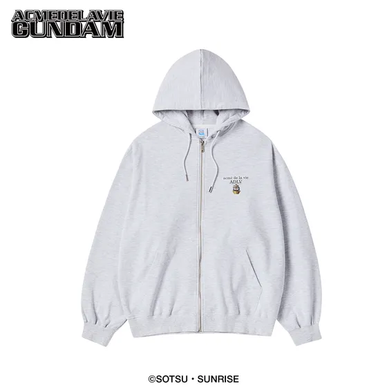 &Aacute;o Hoodie k&eacute;o kh&oacute;a MOBILE SUIT GUNDAM Basic Logo Muối ti&ecirc;u