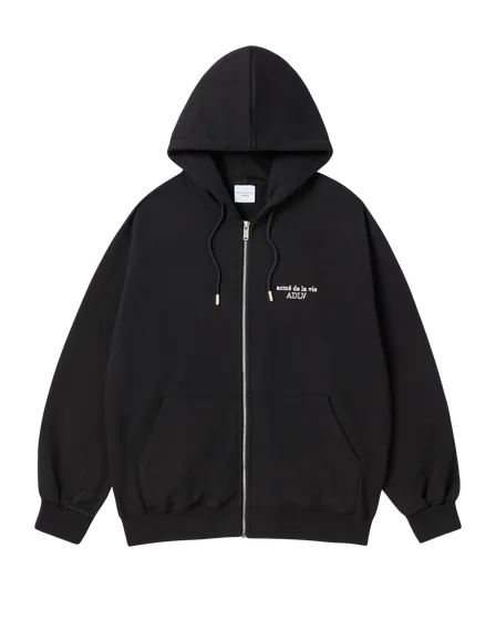 Áo Hoodie kéo khóa Border Line Basic Logo Đen