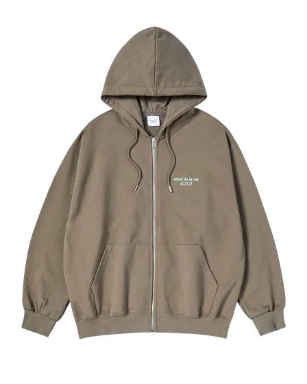 &Aacute;o Hoodie k&eacute;o kh&oacute;a Border Line Basic Logo Ca cao