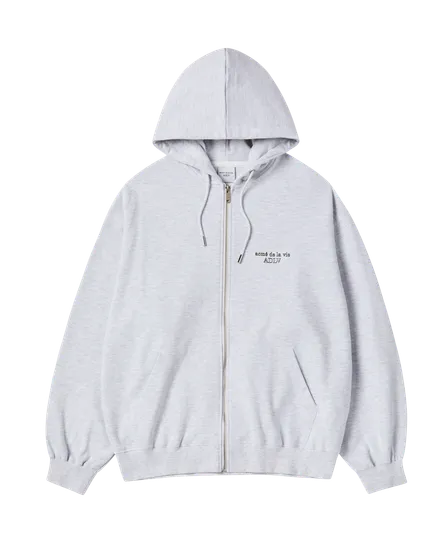 &Aacute;o Hoodie k&eacute;o kh&oacute;a Border Line Basic Logo Muối ti&ecirc;u