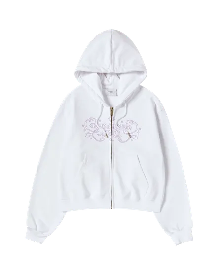 Áo Hoodie nữ crop kéo khóa Princess Font Trắng