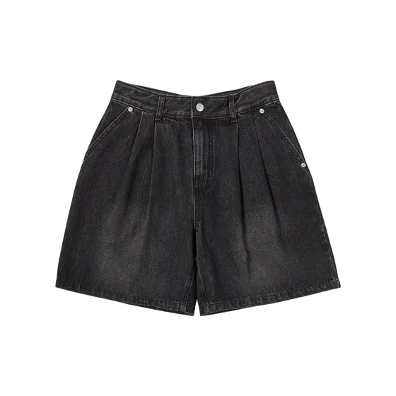 Quần Short Wide Basic Denim Đen