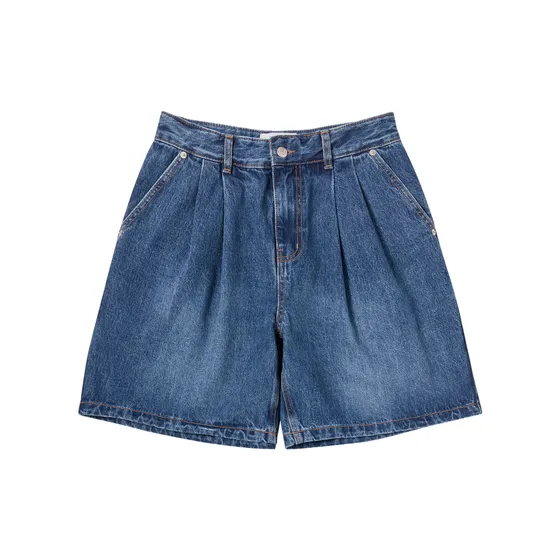 Quần Short Wide Basic Denim Xanh Dương