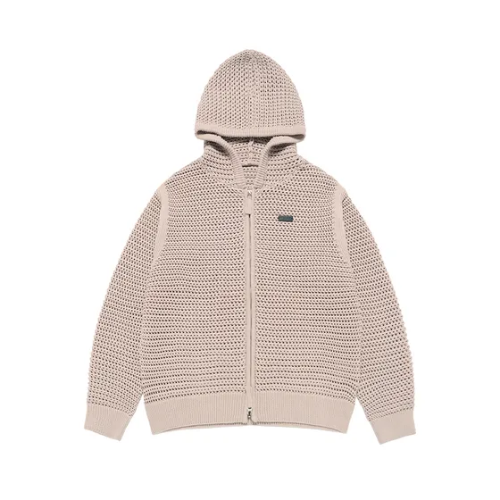 Áo Hoodie Kéo Khóa Solid Knit Be Sáng