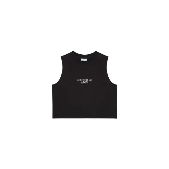 &Aacute;o Tank Top Crop Nữ Basic Logo Đen