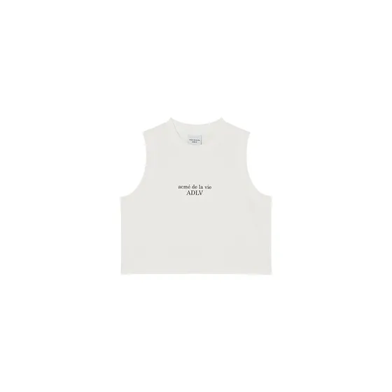 Áo Tank Top Crop Nữ Basic Logo Kem