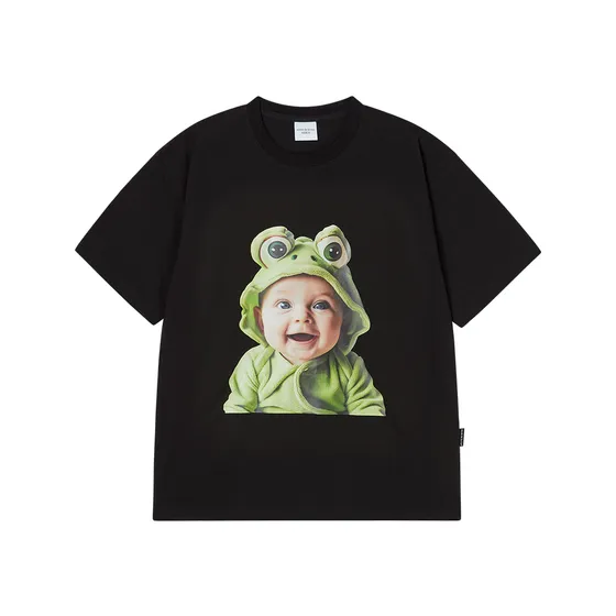 Áo Thun Baby Face Frog Baby Sleeve Đen (Overseas & Domestic Exclusive)