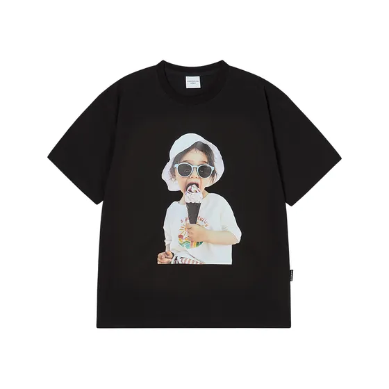 Áo Thun Baby Face Icecream Girl Sleeve Đen (Overseas & Domestic Exclusive)