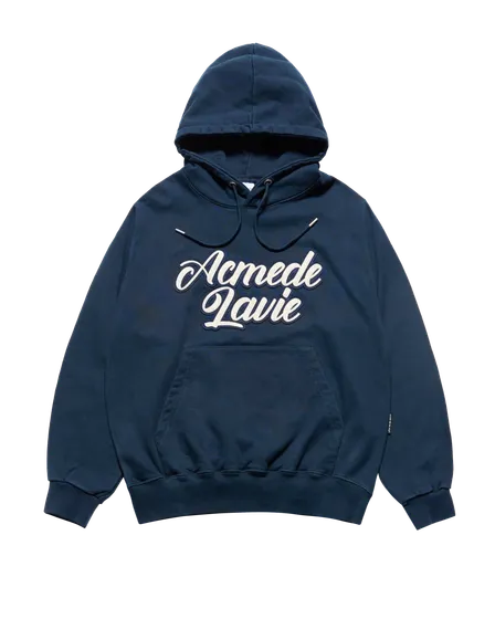 &Aacute;o hoodie BIO WASHED FELT LOGO Xanh navy đậm
