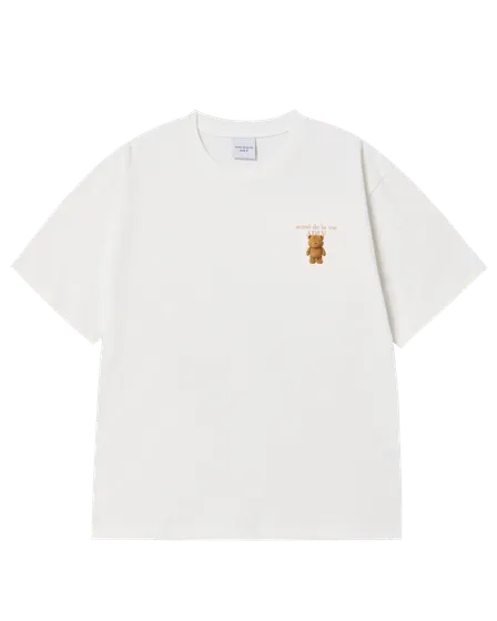 &Aacute;o thun ngắn tay FUZZY AC BEAR BASIC LOGO Kem