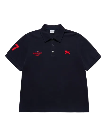 &Aacute;o thun WASHING PK COLLAR Xanh navy đậm