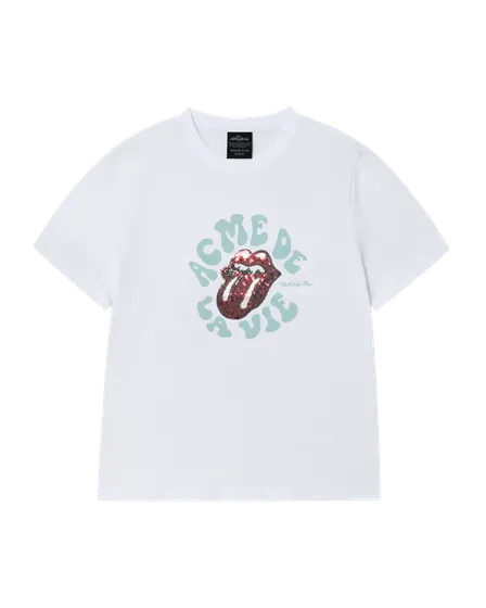 &Aacute;o thun nữ ROLLING STONES SPANGLES Trắng
