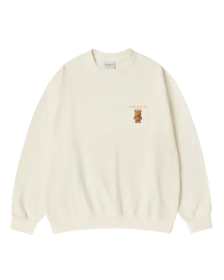 &Aacute;o nỉ FUZZY AC BEAR BASIC LOGO NAPPING Trắng ng&agrave;