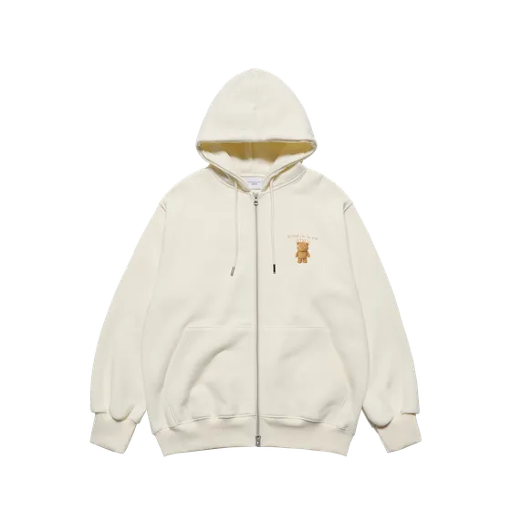 &Aacute;o hoodie FUZZY AC BEAR BASIC LOGO NAPPING Trắng ng&agrave;