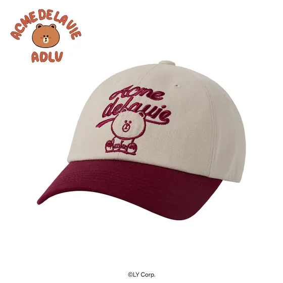 Mũ b&oacute;ng ch&agrave;y AUTHENTIC BROWN TWO TONE LINE FRIENDS Đỏ