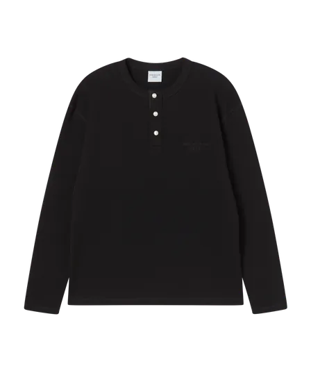 (Pre-order) &Aacute;o thun d&agrave;i tay ADLV HENLEY NECK WAFFLE Đen